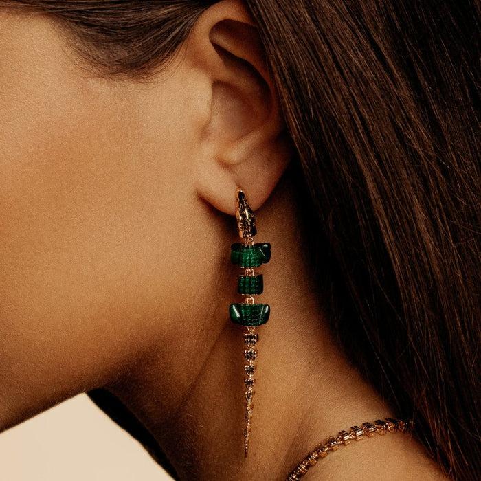 Bibi Van Der Velden Alligator Malachite Vertebrae Bite Earring