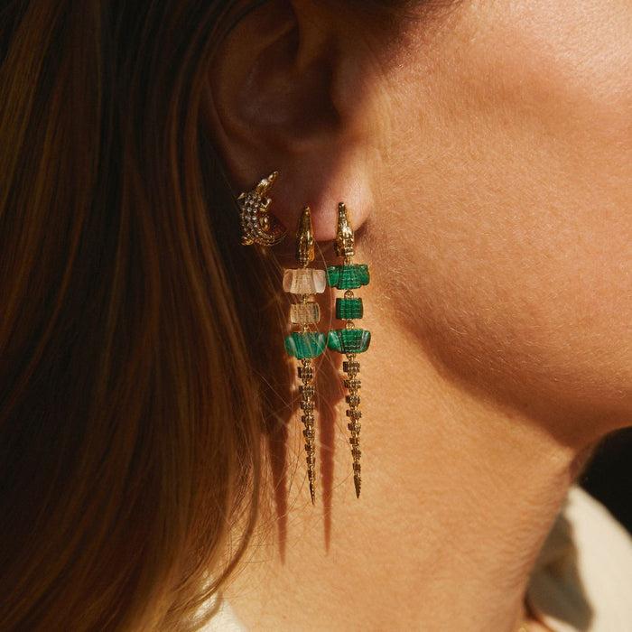 Bibi Van Der Velden Alligator Malachite Vertebrae Bite Earring