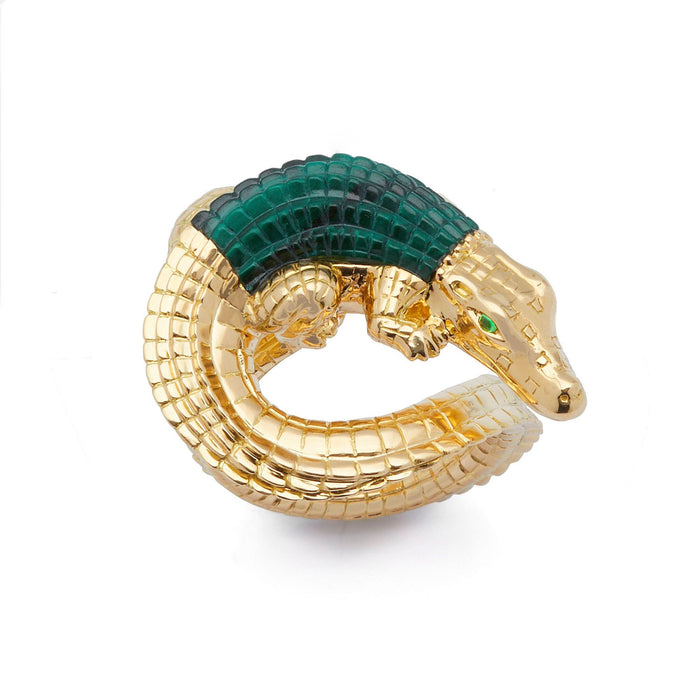bibi van der velden Alligator Twist Ring with Malachite