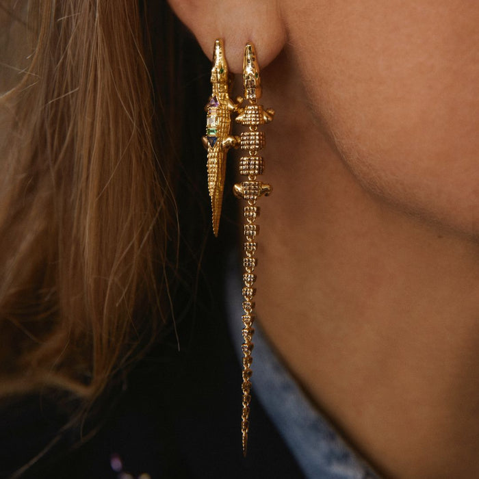 Bibi Van Der Velden Alligator Vertebrae Bite Earring Extra Long