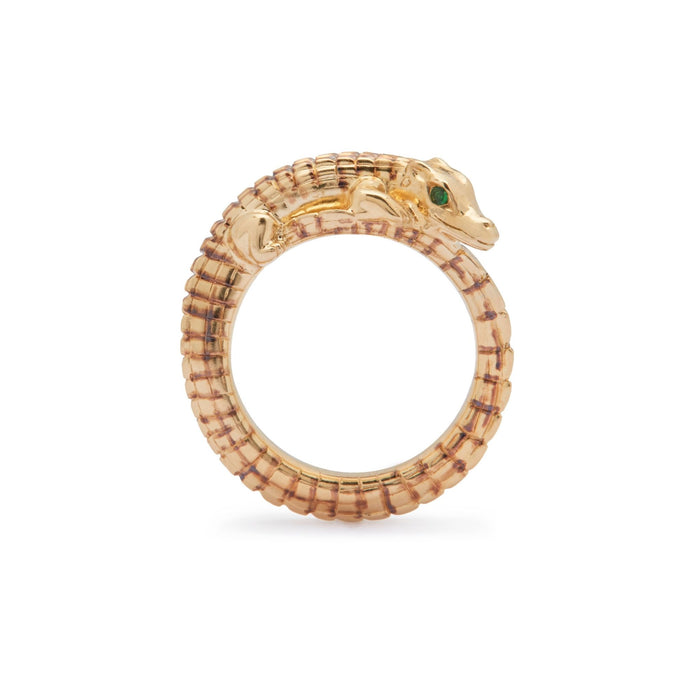 Bibi Van Der Velden Alligator Yellow Gold Pinky Ring