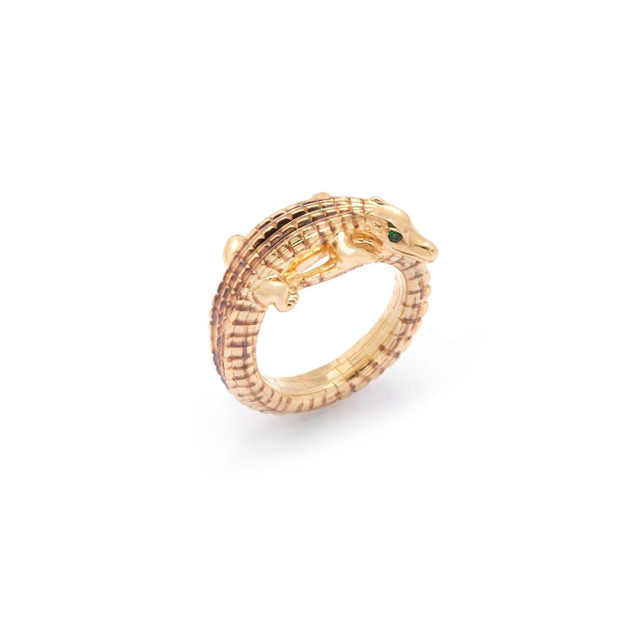 Bibi Van Der Velden Alligator Yellow Gold Pinky Ring