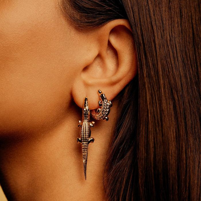 bibi Van Der Velden Alligator Yellow Gold Twist Earring With Diamonds