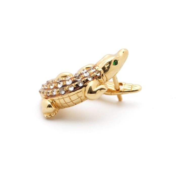 bibi Van Der Velden Alligator Yellow Gold Twist Earring With Diamonds