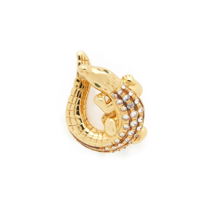 bibi van der velden Alligator Yellow Gold Twist Earring with Diamonds