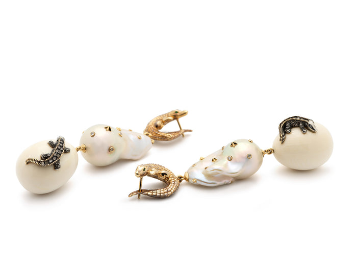 bibi van der velden Alligator Hatchling Earrings