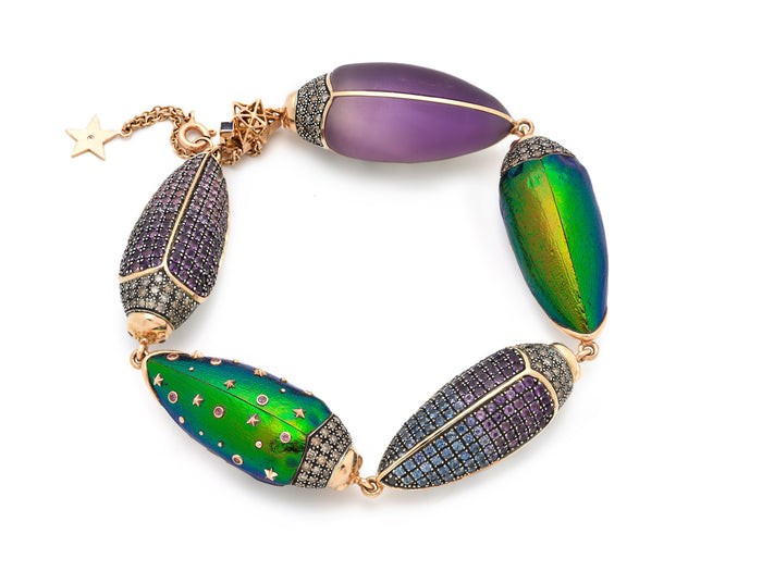bibi van der velden Big Scarab Pave Bracelet