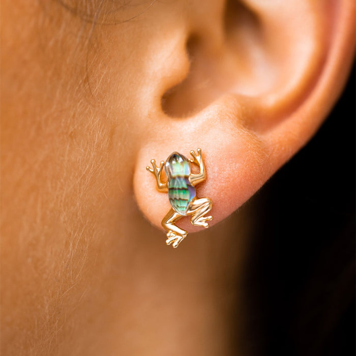 Bibi Van Der Velden MIni Frog Abalone Quartz Stud