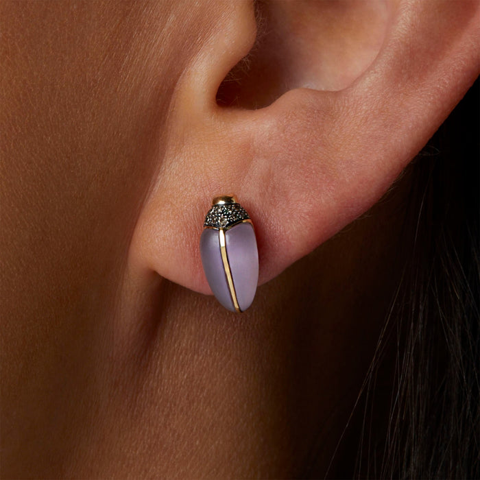 Bibi Van Der Velden Mini Scarab Amethyst Stud