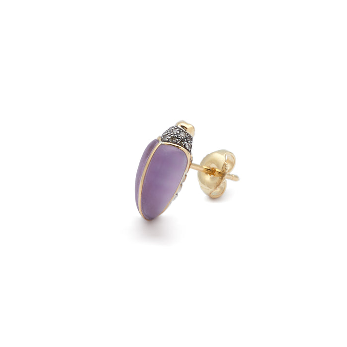 Bibi Van Der Velden Mini Scarab Amethyst Stud