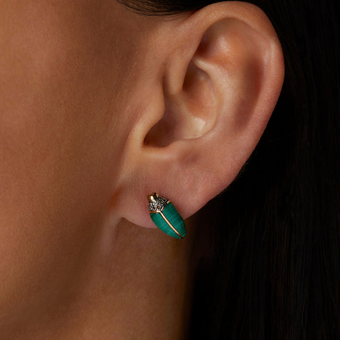 Bibi Van Der Velden Mini Scarab Malachite Stud