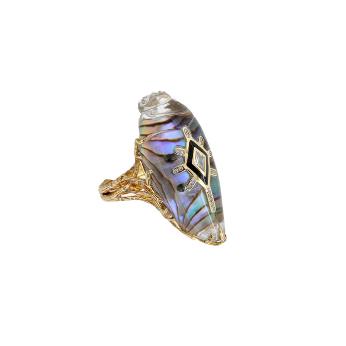 Bibi Van Der Velden Scarab Abalone Cocktail Ring