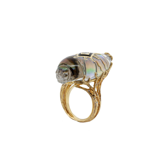 Bibi Van Der Velden Scarab Abalone Cocktail Ring