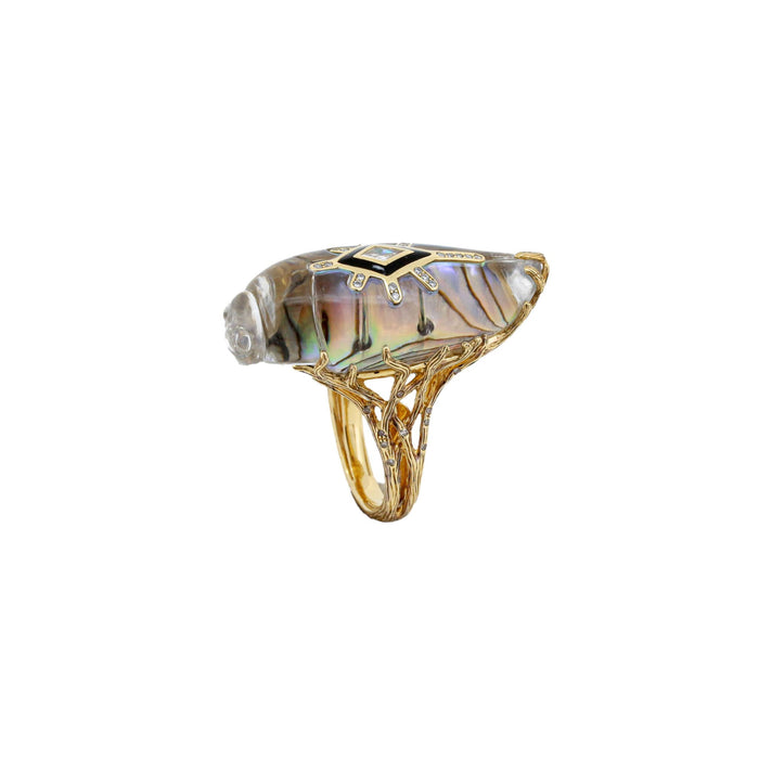 Bibi Van Der Velden Scarab Abalone Cocktail Ring