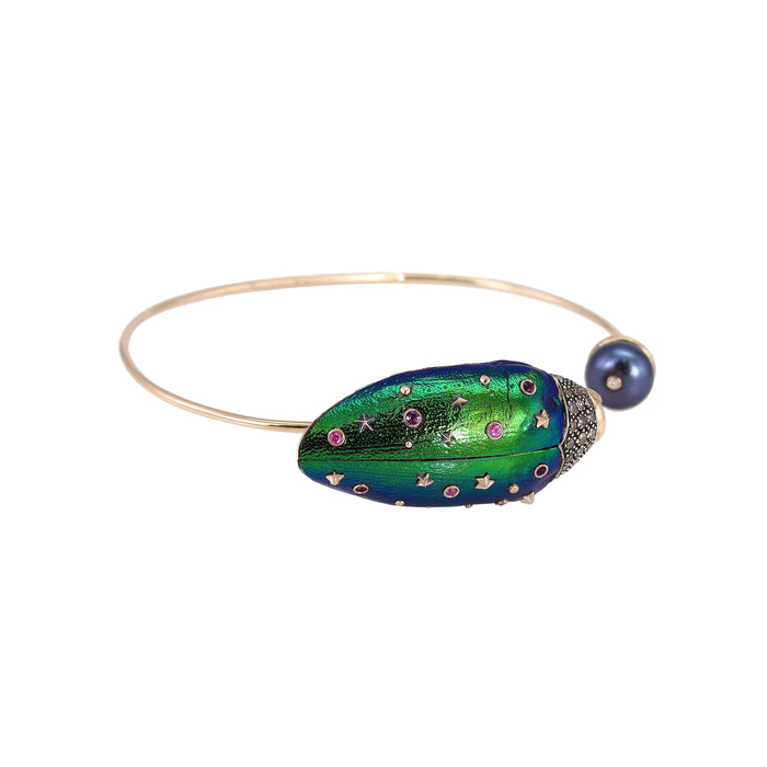Bibi Van Der Velden Scarab And Pearl Bangle