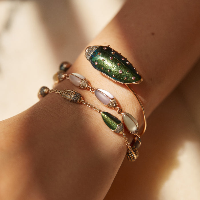 Bibi Van Der Velden Scarab And Pearl Bangle