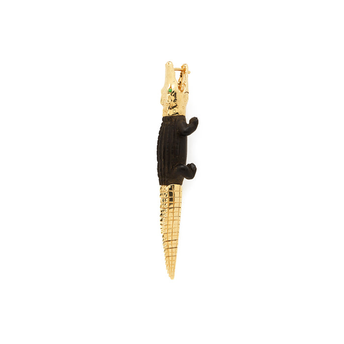 Bibi Van Der Velden Ebony Wood Large Alligator Bite Earring