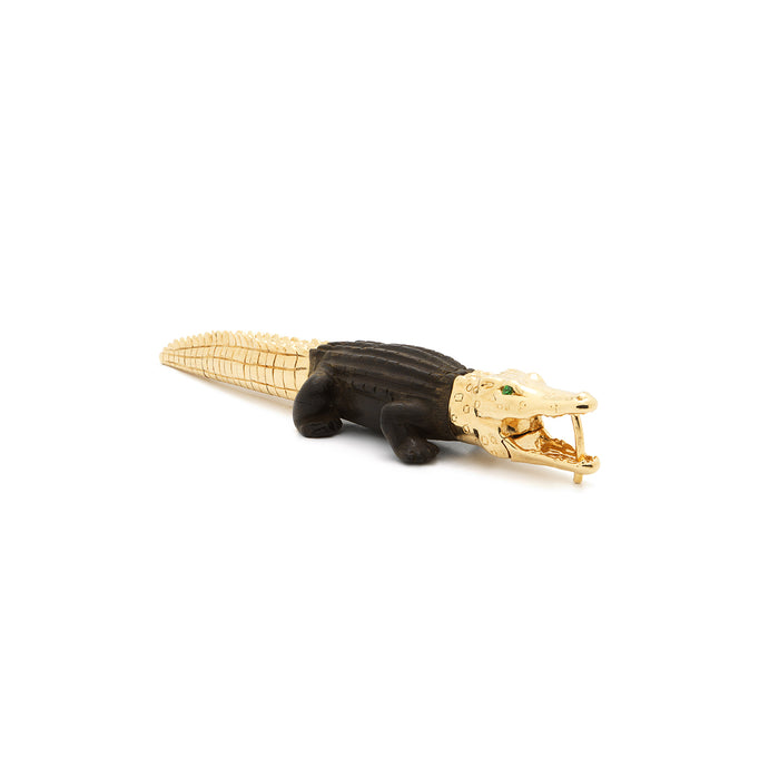 Bibi Van Der Velden Ebony Wood Large Alligator Bite Earring