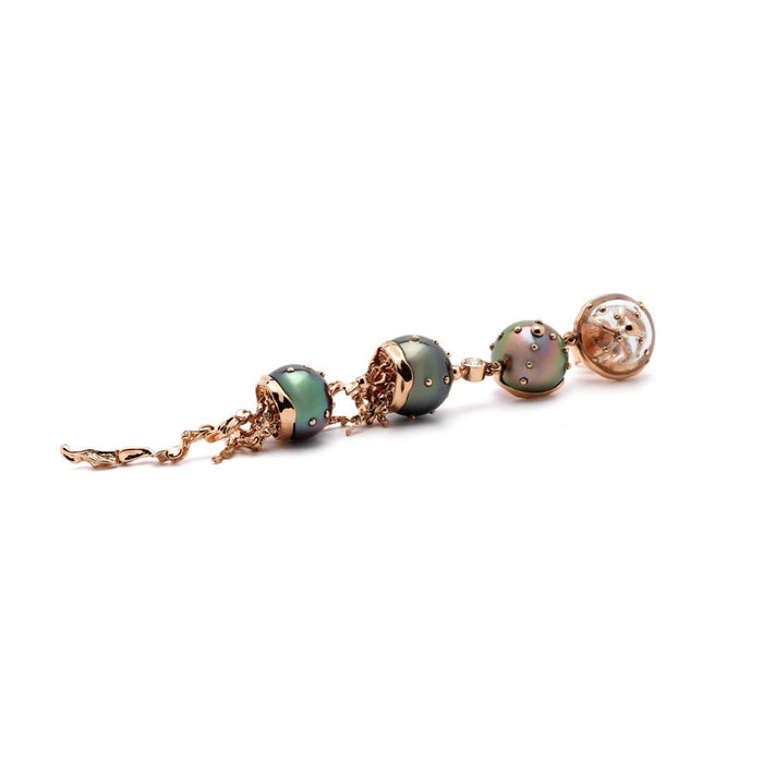 Bibi Van Der Velden Jellyfish Quartz And Tahitian Pearl Drop Earring With Diamonds
