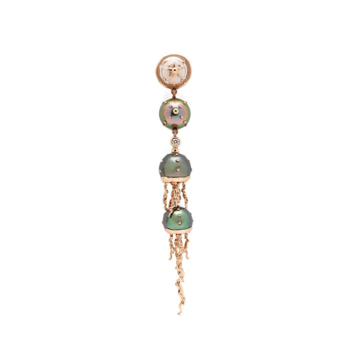 bibi van der velden Jellyfish Quartz and Tahitian Pearl Drop Earring with Diamonds
