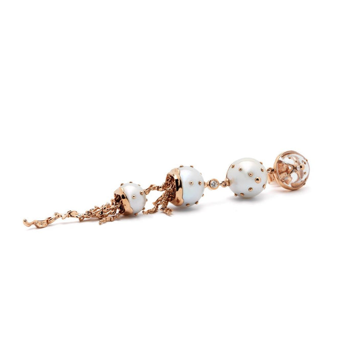 Bibi Van Der Velden Jellyfish Quartz And White Pearls Drop Earring With Diamonds