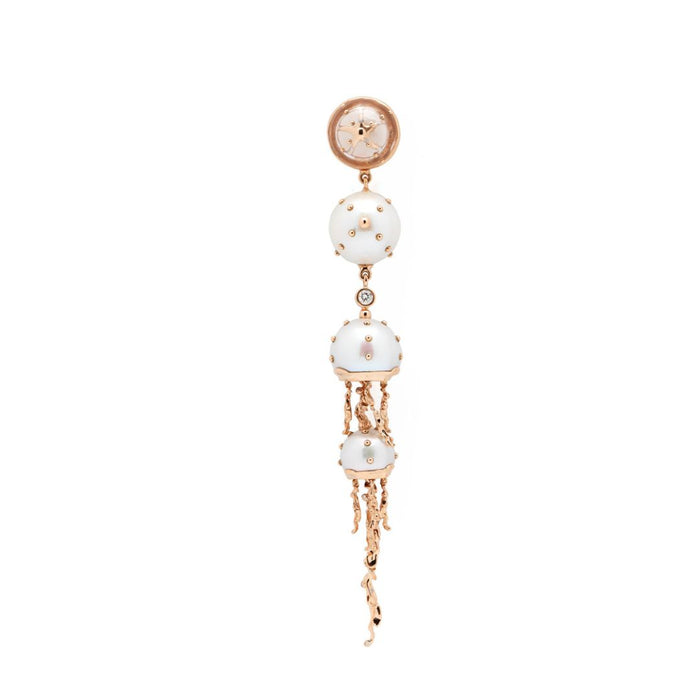 bibi van der velden Jellyfish Quartz and White Pearls Drop Earring with Diamonds