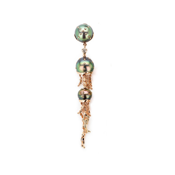 Bibi Van Der Velden Jellyfish Tahitian Pearls Drop Earring With Diamonds