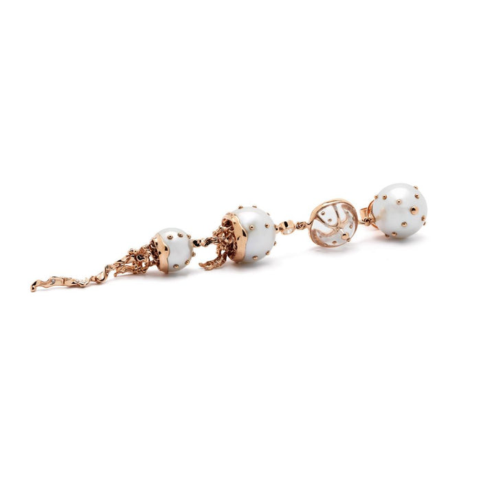 Bibi Van Der Velden Jellyfish White Pearls And Quartz Drop Earring With Diamonds