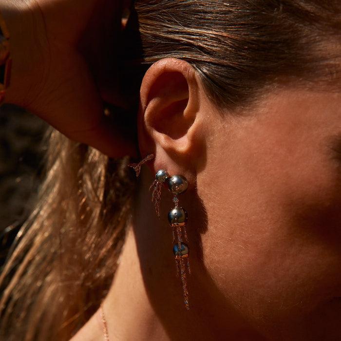 Bibi Van Der Velden Mini Mermaid Tail Stud In Dual Tone