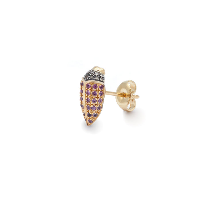 Bibi Van Der Velden Mini Scarab Pave Pink Sapphires Stud