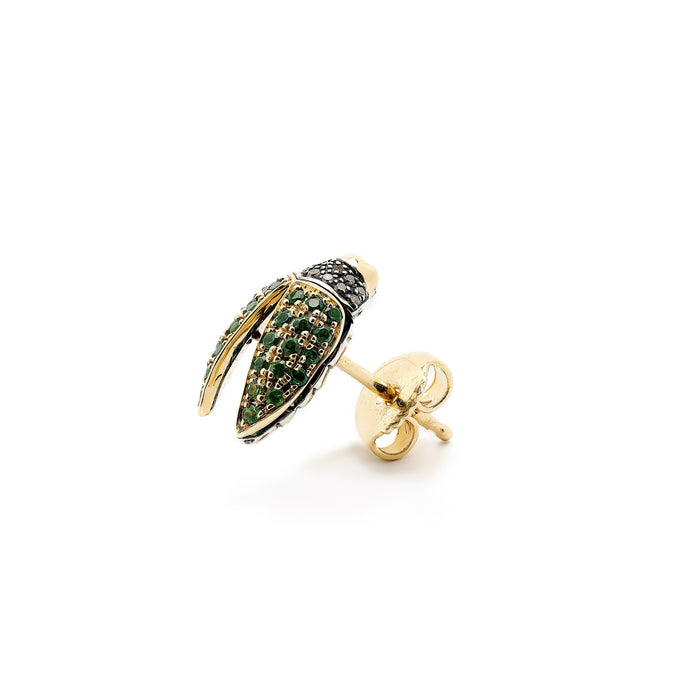 Bibi Van Der Velden Mini Scarab Pave Tsavorite Fly Wings Stud