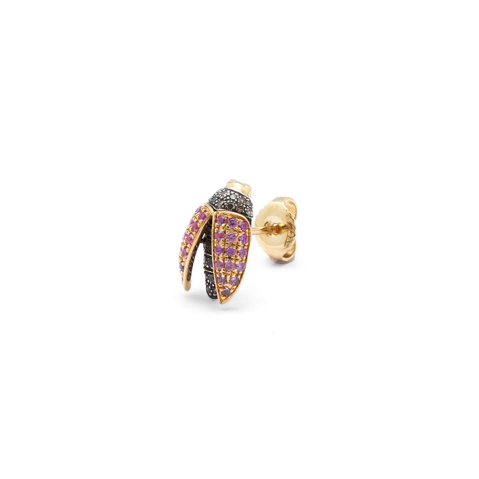 Bibi Van Der Velden Mini Scarab Pink Sapphire Fly Wings Stud