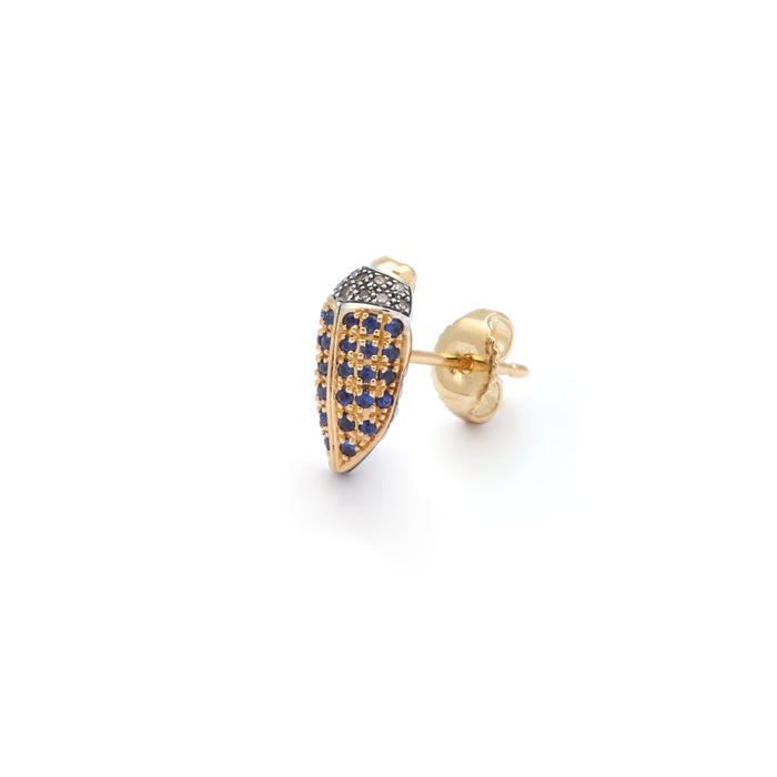 Bibi Van Der Velden Mini Scarab Stud Earring With Blue Sapphires