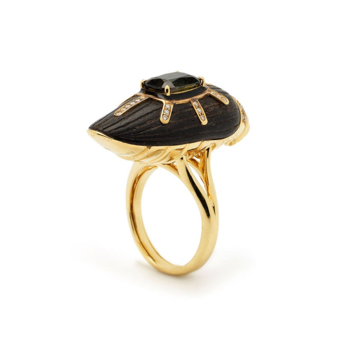 Bibi Van Der Velden Scarab Ebony Ring With Watermelon Tourmaline
