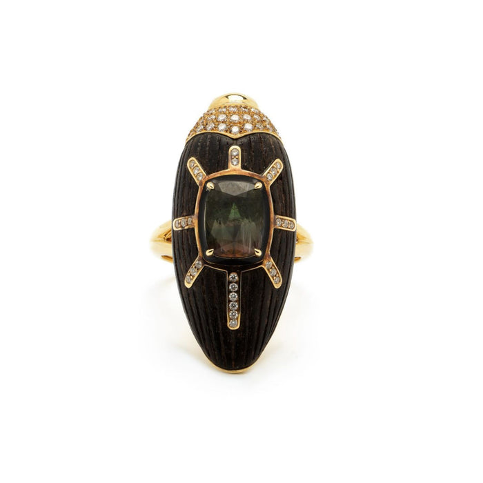 bibi van der velden Scarab Ebony Ring with Watermelon Tourmaline