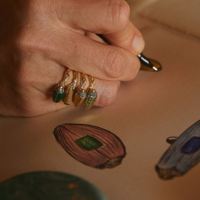 Bibi Van Der Velden Scarab Malachite Stackable Ring