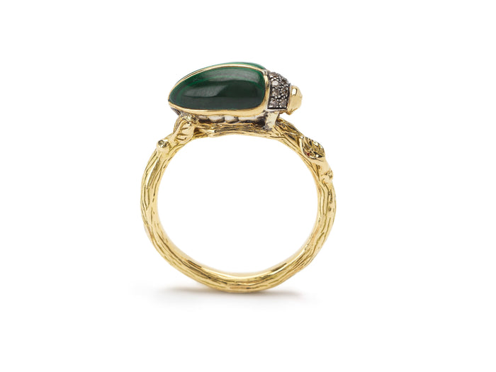 Bibi Van Der Velden Scarab Malachite Stackable Ring