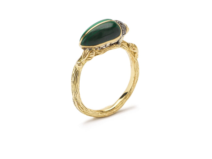 Bibi Van Der Velden Scarab Malachite Stackable Ring