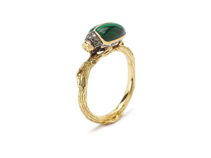 bibi van der velden Scarab Malachite Stackable Ring