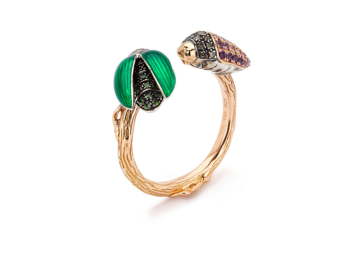 Bibi Van Der Velden Scarab Pink Sapphire Floaty Ring