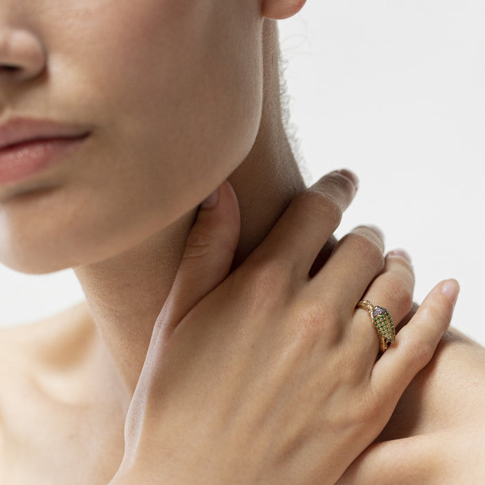 Bibi Van Der Velden Scarab Tsavorite Stackable Ring