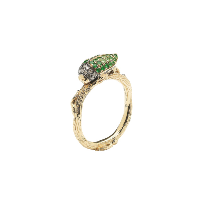bibi van der velden Scarab Tsavorite Stackable Ring