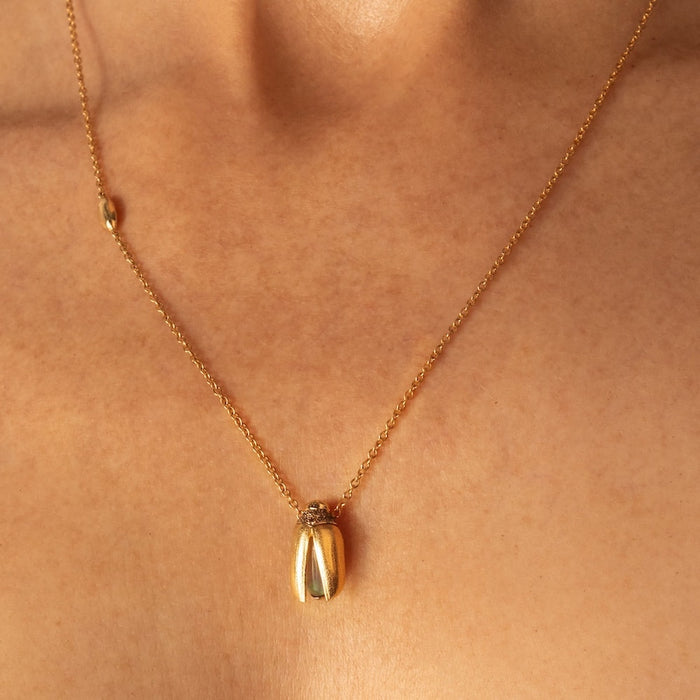 Bibi Van Der Velden Short Solo Scarab Opal Fly Wings Necklace