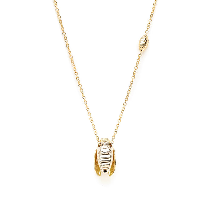 Bibi Van Der Velden Short Solo Scarab Opal Fly Wings Necklace