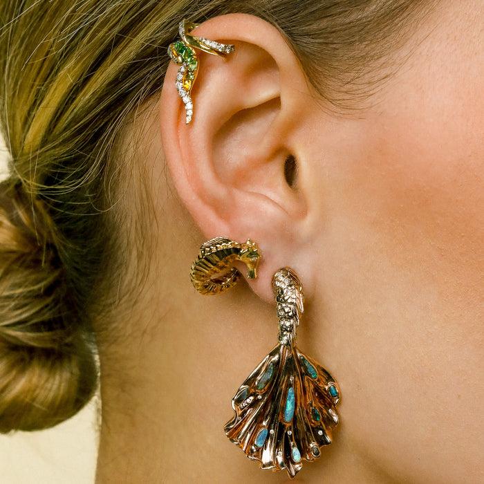 Bibi Van Der Velden Siren Tail Earring With Blue And Green Opals