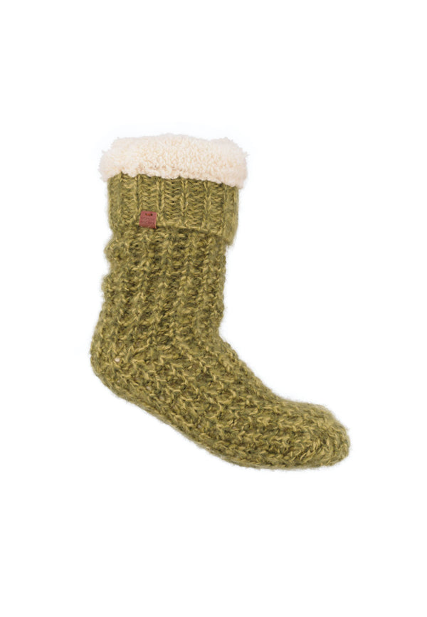 Bickley Mitchell Chunky Waffle Knit Teddy Lined Slipper Socks