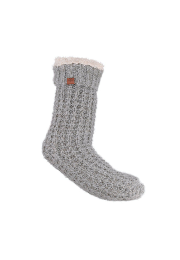 Bickley Mitchell Chunky Waffle Knit Teddy Lined Slipper Socks