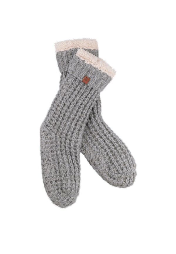 bickley mitchell Chunky Waffle Knit Teddy Lined Slipper Socks