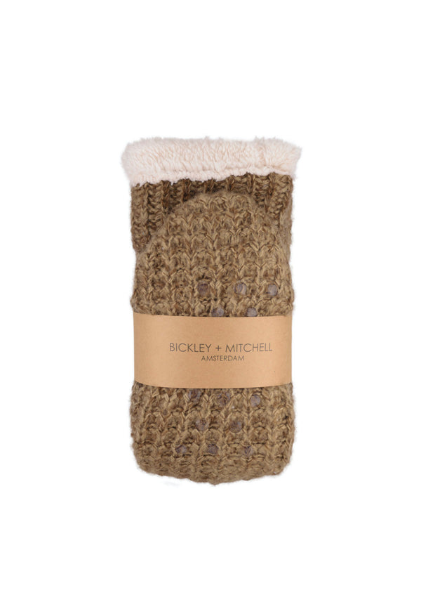 Bickley Mitchell Chunky Waffle Knit Teddy Lined Slipper Socks