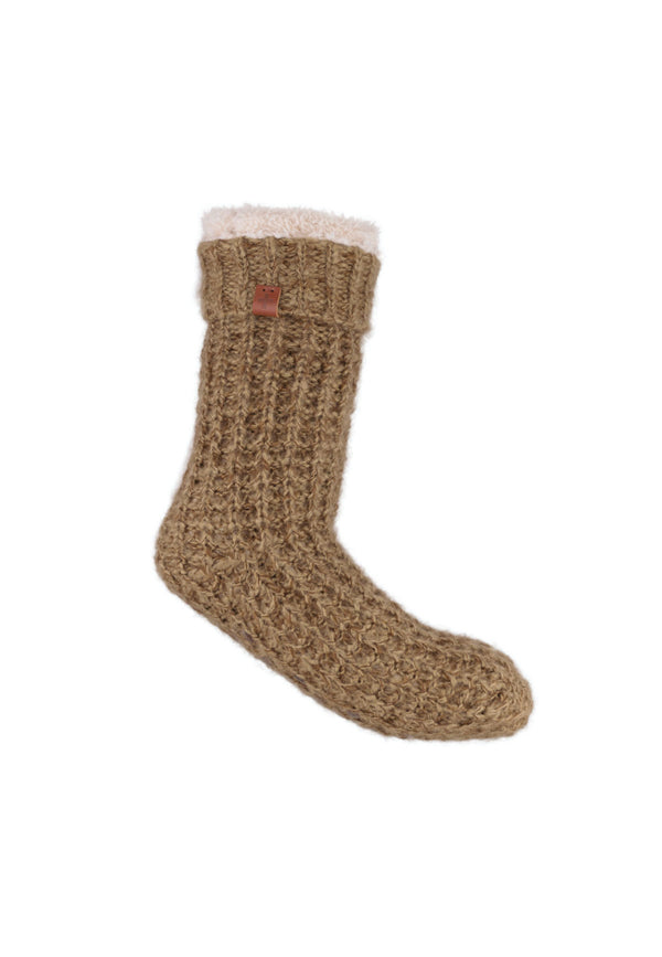 Bickley Mitchell Chunky Waffle Knit Teddy Lined Slipper Socks